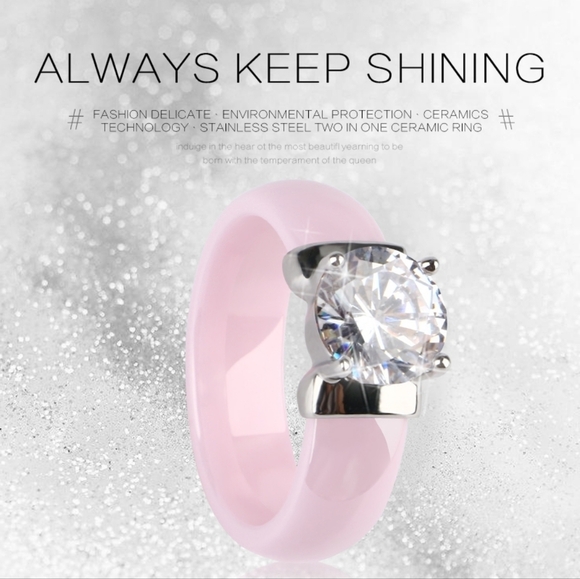 NEW Gorgeous Pink Ceramic 1‎ ct Solitaire Diamond Ring - Picture 5 of 12